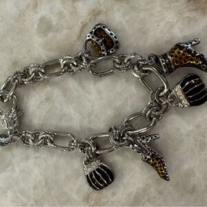 Silver and Black Charm Bracelet